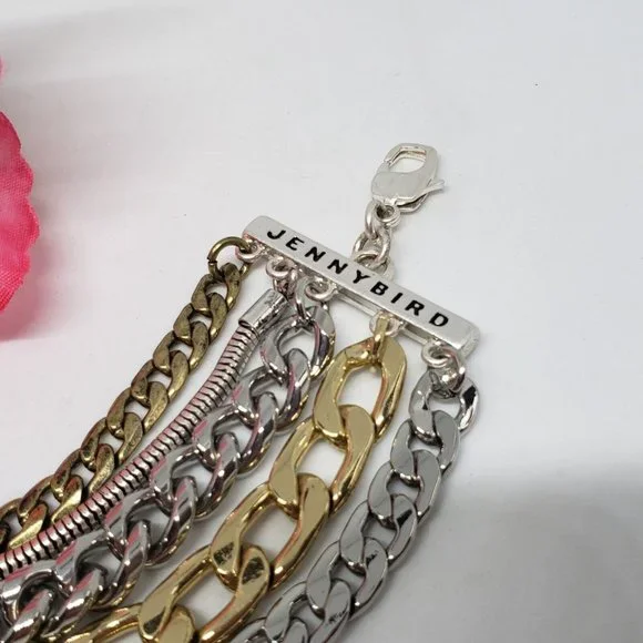 Jenny Bird Austin Cuff Mixed Metal Stacked Layered Chain Bracelet - Picture 6 of 12